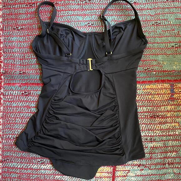 Sorella Swim Black One Piece Swimsuit Ruched Women Size 10 - 12 - Picture 5 of 8